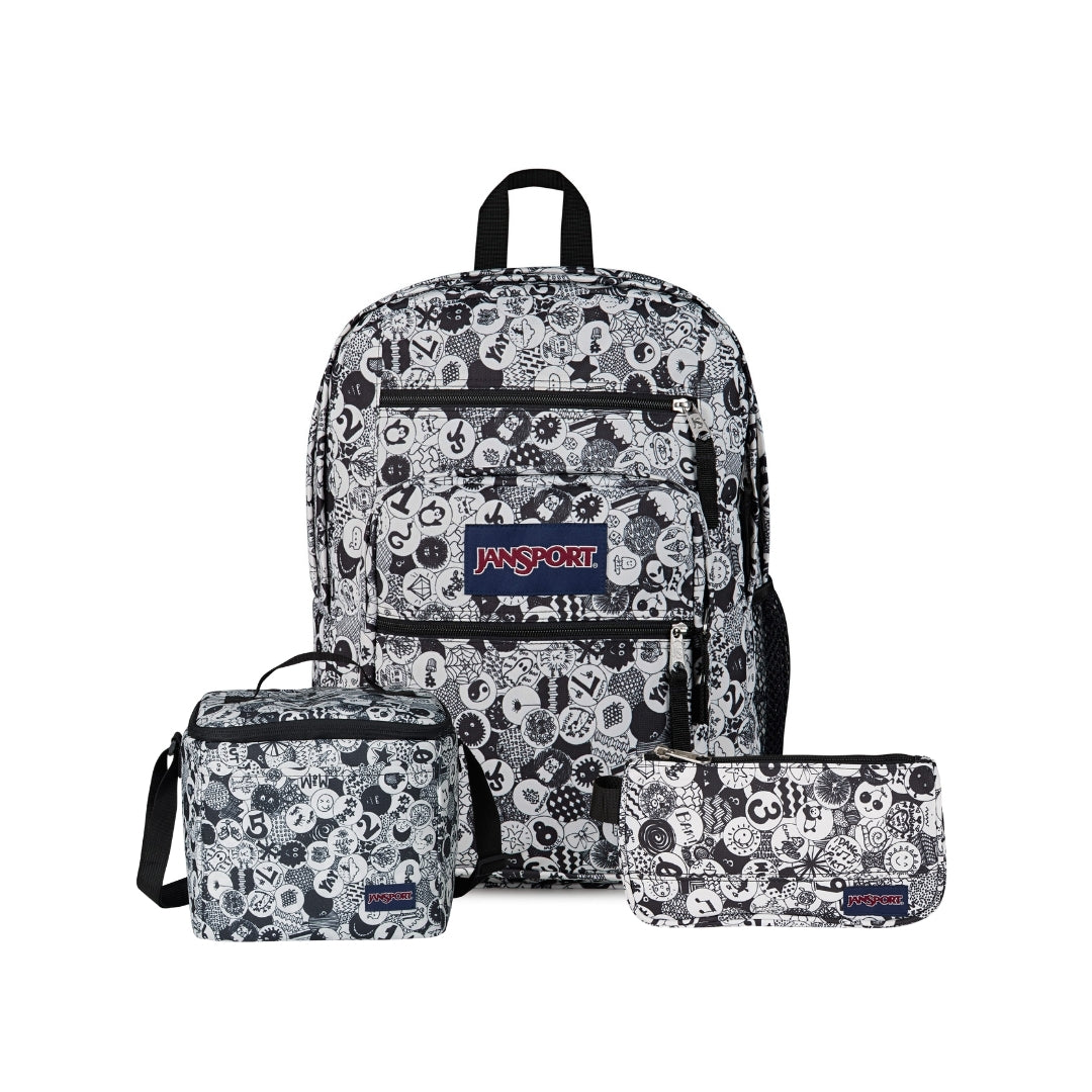 SET BIG STUDENT/MEDIUM ACCESSORY POUCH DOODLE DOTS