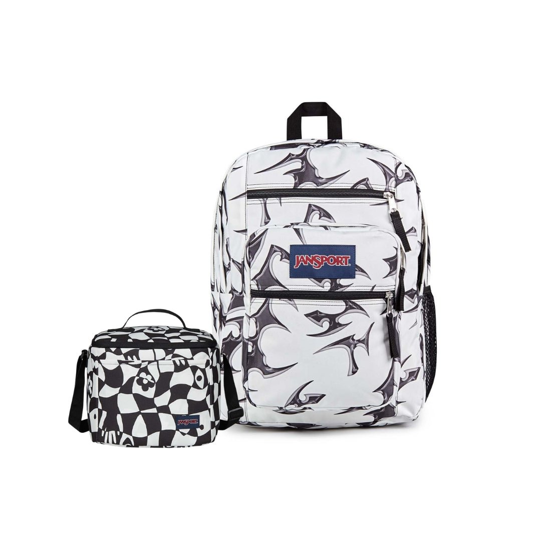 SETS - SET BIG STUDENT CYBER SILVER WHITE/GRAVITY CHECK - Mochilas JanSport - JS0A47JK-KX4-JS0A85O3-LN9