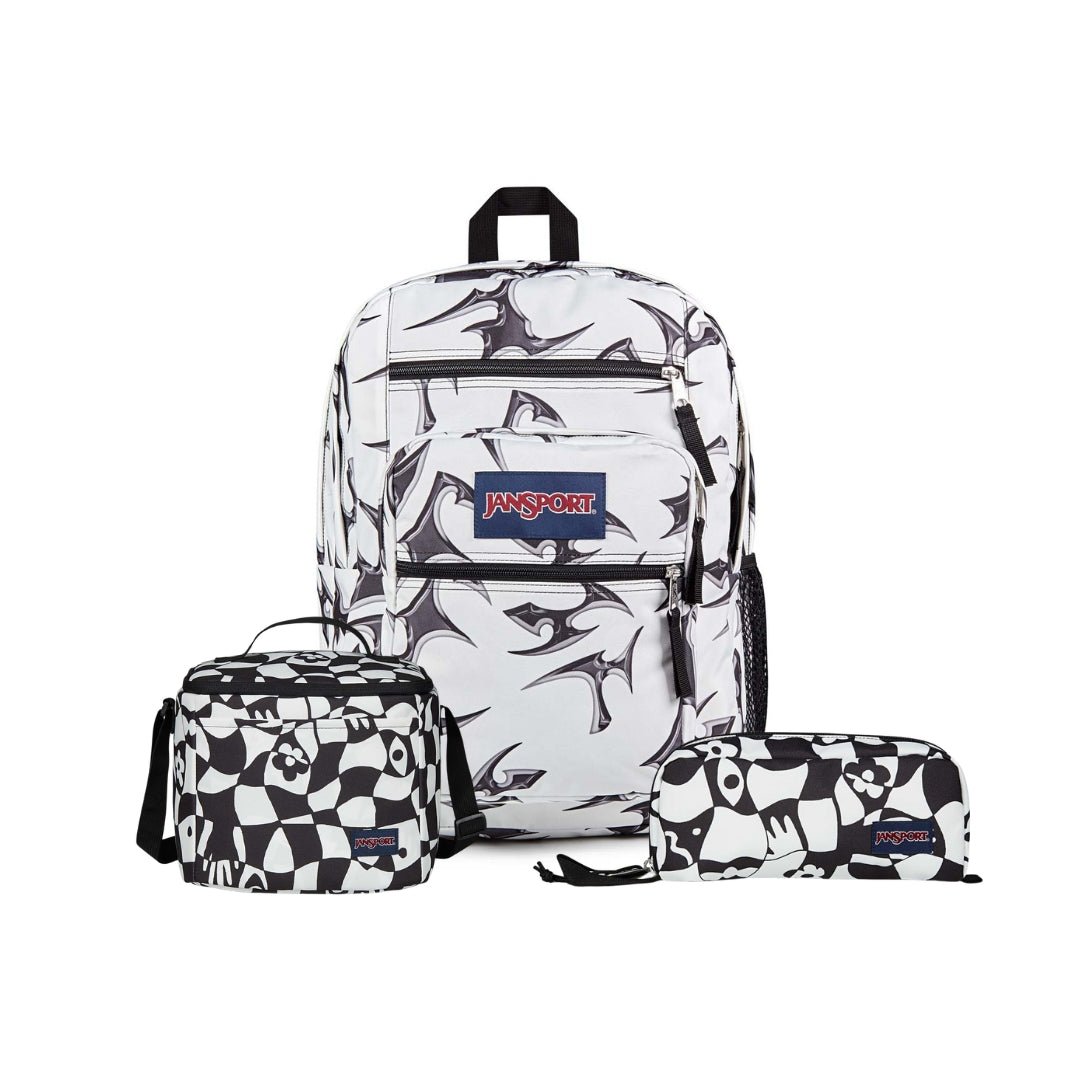 SETS - SET BIG STUDENT CYBER SILVER WHITE/GRAVITY CHECK - Mochilas JanSport - JS0A47JK-KX4-JS0A85O3-LN9-JS0A85O6-LN9