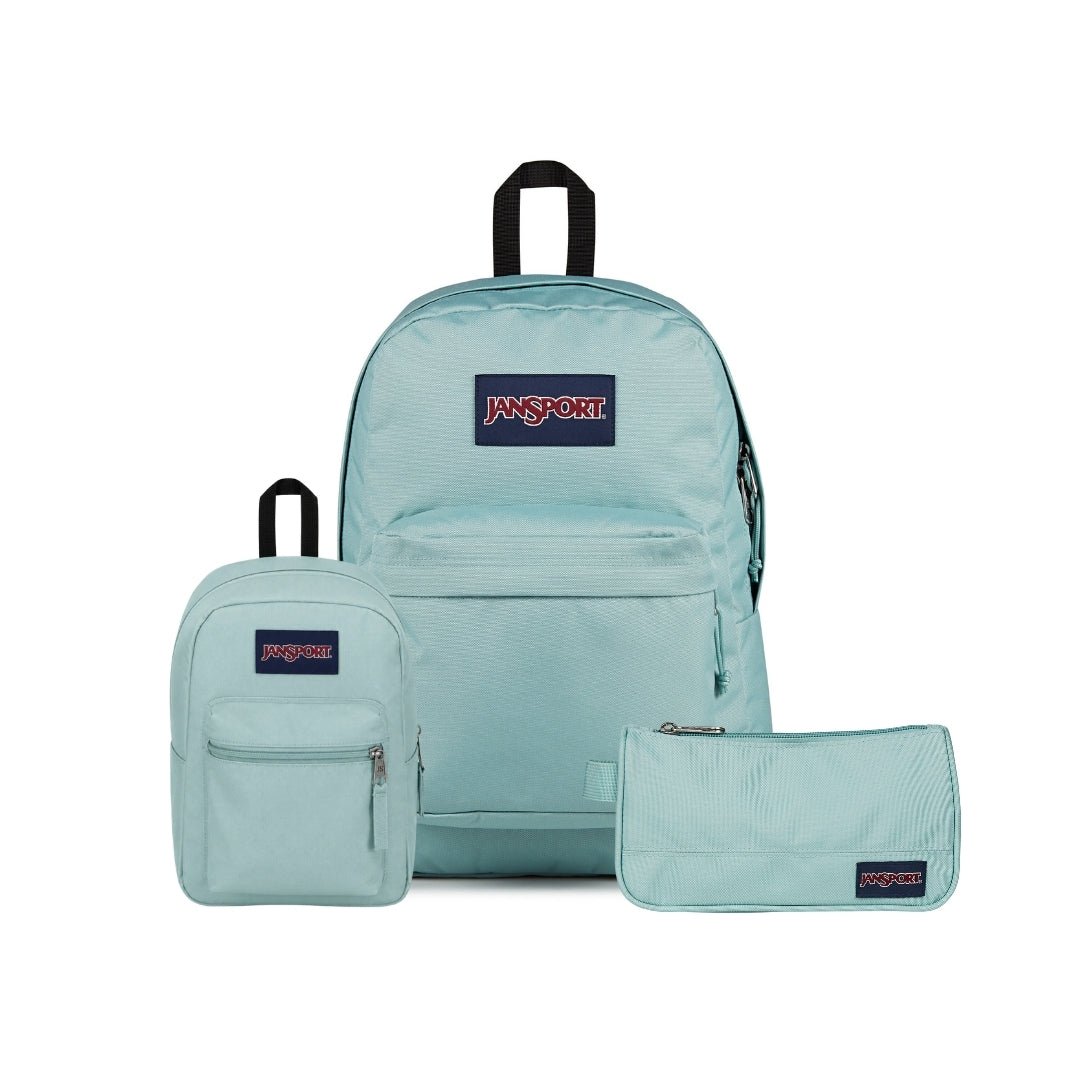 SETS - SET SUPERBREAK PLUS FADED SAGE - Mochilas JanSport - JS0A4QUE-LA8-JS0A352L-LA8-JS00T49B-LA8