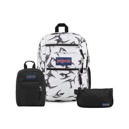 SETS - SET BIG STUDENT CYBER SILVER WHITE/BLACK - Mochilas JanSport - JS0A47JK-KX4-JS0A352L-008-JS00T49B-008