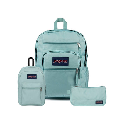 SETS - SET BIG STUDENT/MEDIUM ACCESSORY POUCH FADED SAGE - Mochilas JanSport - JS0A47JK-LA8-JS0A352L-LA8-JS00T49B-LA8