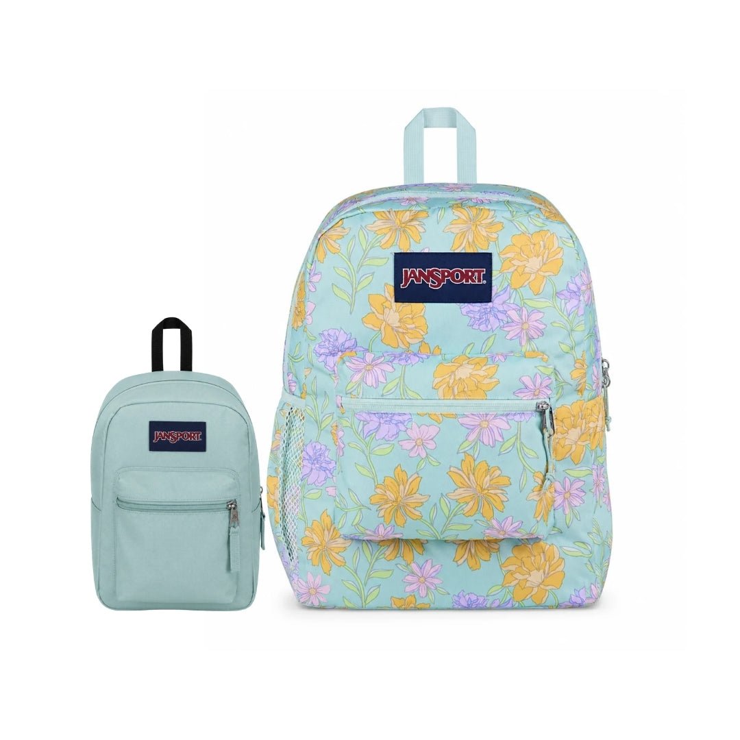 SETS - SET CROSS TOWN FADED FLORAL FRESH MINT - Mochilas JanSport - JS0A47LW-KU7-JS0A352L-LA8