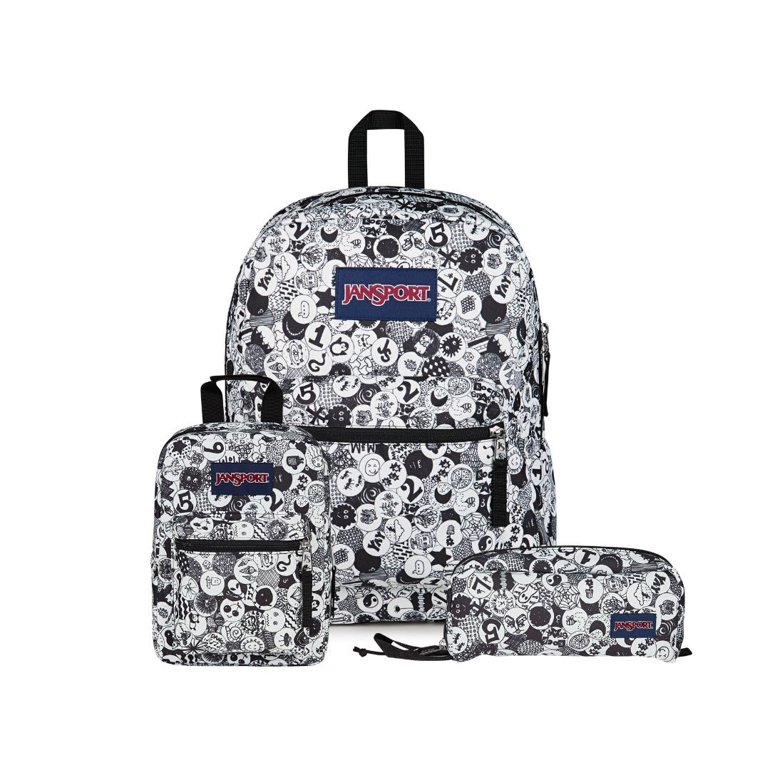 SETS - SET CROSS TOWN/PERFECT POUCH DOODLE DOTS - Mochilas JanSport - JS0A47LW-A0G-JS0A352L-A0G-JS0A85O6-A0G